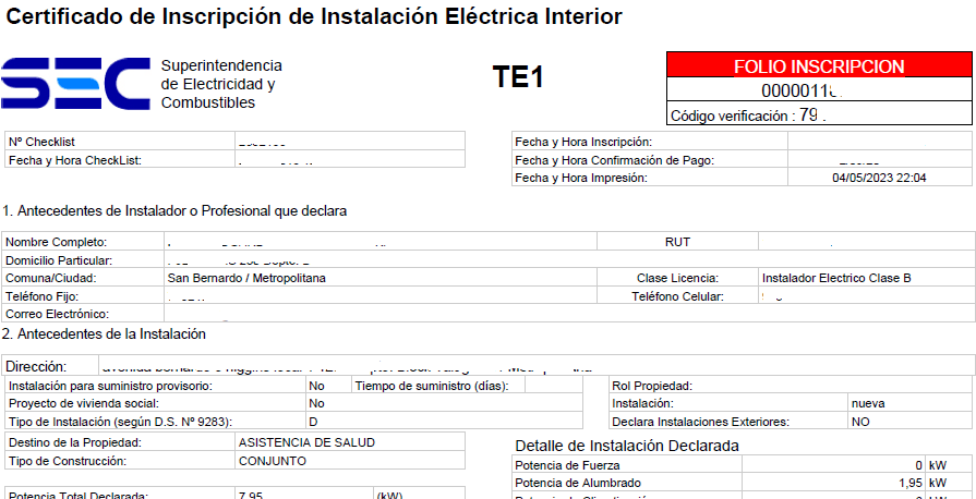 certificado te1 valdivia